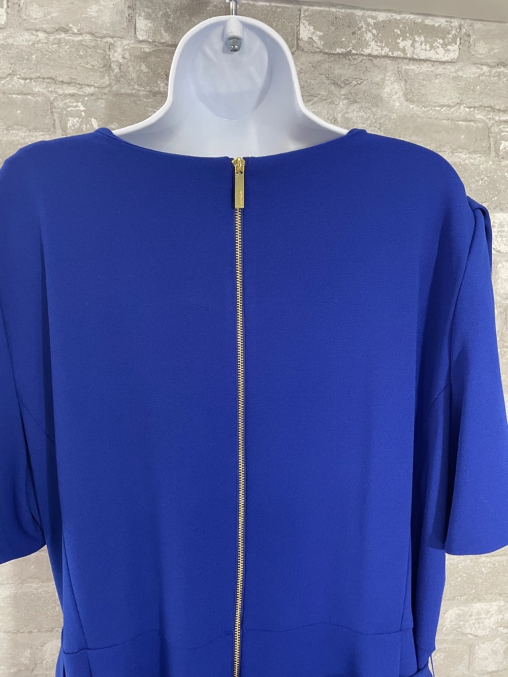 Calvin Klein Royal Blue Short-Sleeve Jumpsuit with Waist Tie - Picture 5 of 8